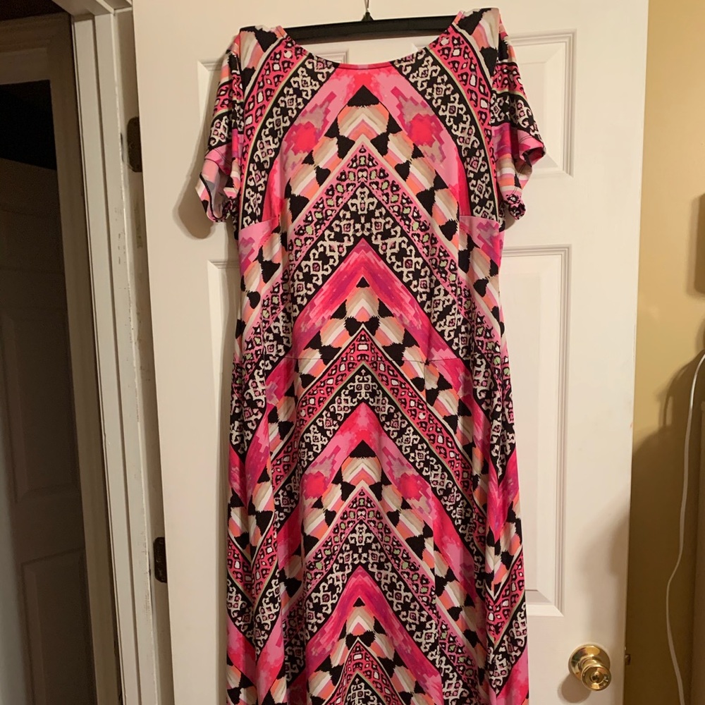 Pink Black and white Maxi Dress